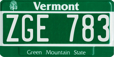 VT license plate ZGE783