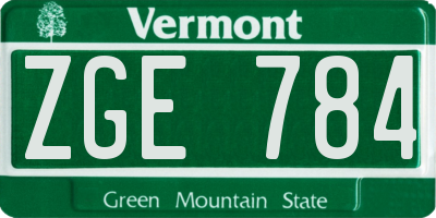 VT license plate ZGE784
