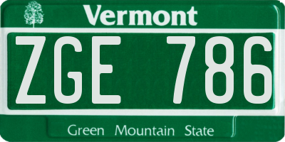 VT license plate ZGE786