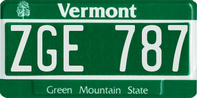 VT license plate ZGE787