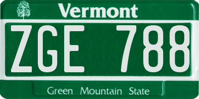 VT license plate ZGE788