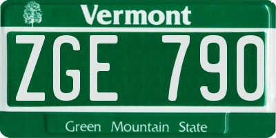 VT license plate ZGE790