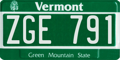 VT license plate ZGE791