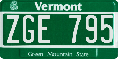 VT license plate ZGE795