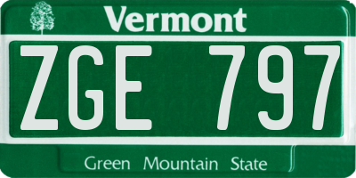 VT license plate ZGE797