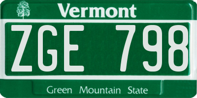 VT license plate ZGE798
