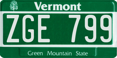 VT license plate ZGE799