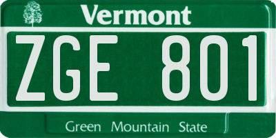 VT license plate ZGE801