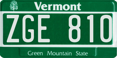 VT license plate ZGE810