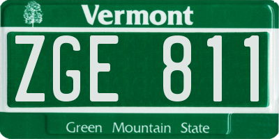 VT license plate ZGE811
