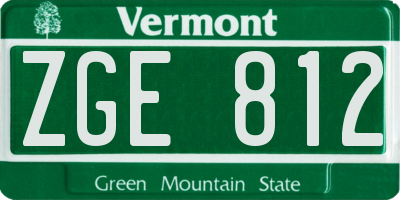 VT license plate ZGE812