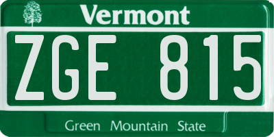 VT license plate ZGE815