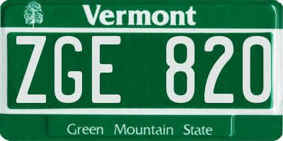 VT license plate ZGE820