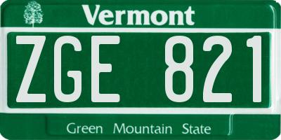 VT license plate ZGE821