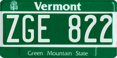 VT license plate ZGE822
