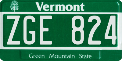 VT license plate ZGE824