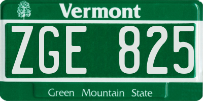 VT license plate ZGE825