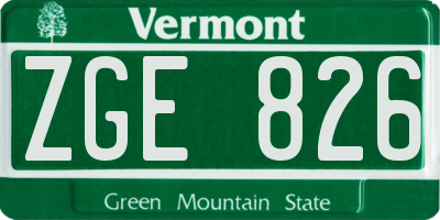 VT license plate ZGE826