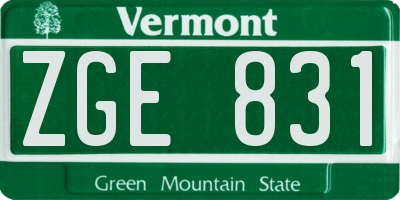 VT license plate ZGE831