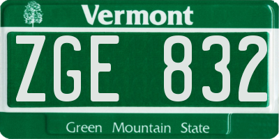 VT license plate ZGE832