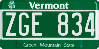 VT license plate ZGE834