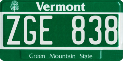 VT license plate ZGE838