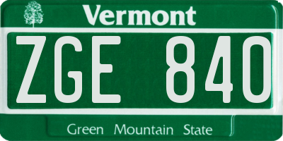 VT license plate ZGE840