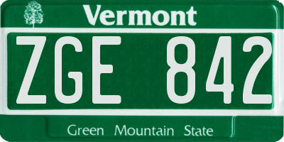 VT license plate ZGE842