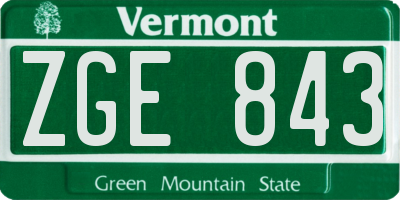 VT license plate ZGE843