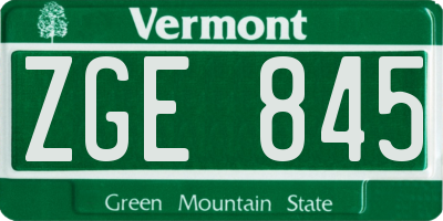 VT license plate ZGE845