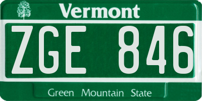 VT license plate ZGE846
