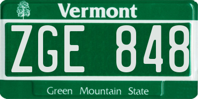 VT license plate ZGE848