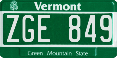 VT license plate ZGE849