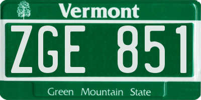 VT license plate ZGE851