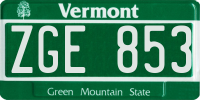 VT license plate ZGE853