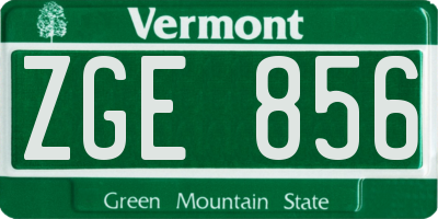 VT license plate ZGE856