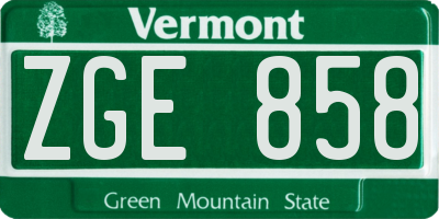 VT license plate ZGE858