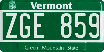VT license plate ZGE859