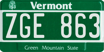 VT license plate ZGE863