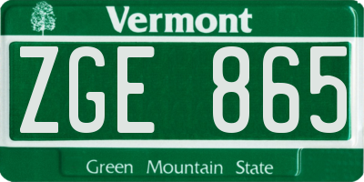 VT license plate ZGE865