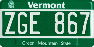 VT license plate ZGE867