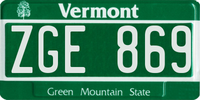 VT license plate ZGE869