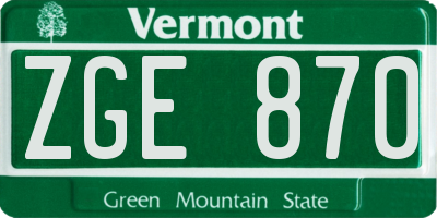 VT license plate ZGE870