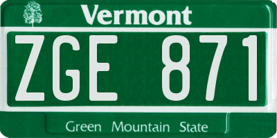 VT license plate ZGE871