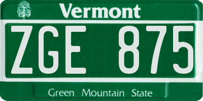 VT license plate ZGE875