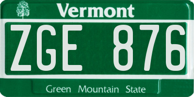 VT license plate ZGE876