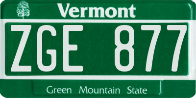 VT license plate ZGE877