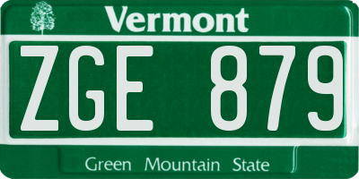 VT license plate ZGE879