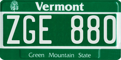 VT license plate ZGE880