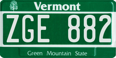 VT license plate ZGE882